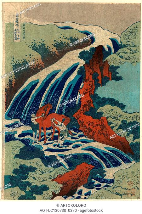 Washu yoshino yoshitsune uma arai no taki, Yoshitsune Umarai waterfall at Yoshino in Washu., Katsushika, Hokusai, 1760-1849, artist, [1832 or 1833
