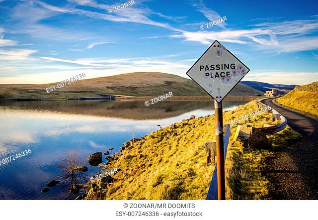Passing Place Sign Beside Scottish Lake