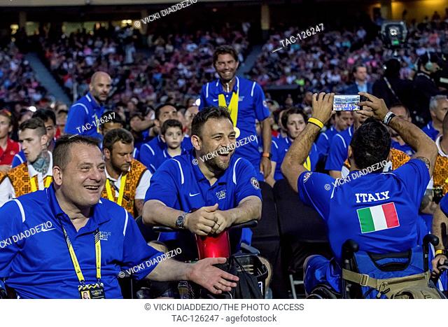 Members of team Italy enjoy the performances at the Closing Ceremony for the Invictus Games on May 12, 2016 at the ESPN Wide World of Sports Complex in Orlando