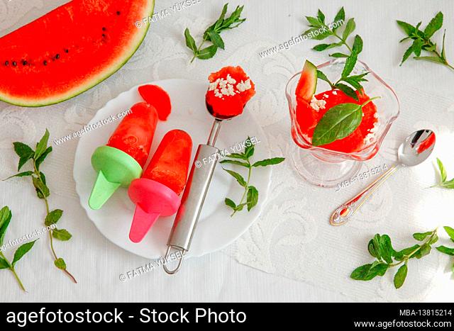 Ice cream, watermelons, late summer, fruity