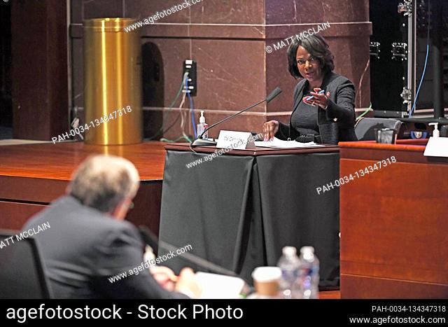 United States Representative Val Demings (Democrat of Florida) questions US Attorney General William Barr during the House Judiciary Committee hearing on...