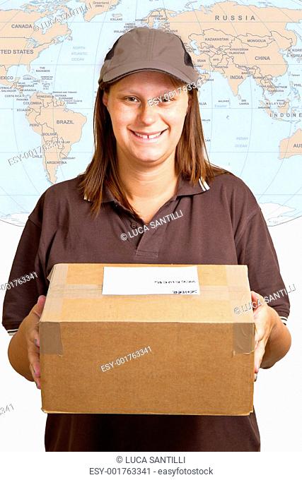 delivery womanwith big parcel