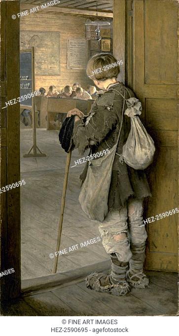 At the School Door, 1897. Found in the collection of the State Russian Museum, St. Petersburg