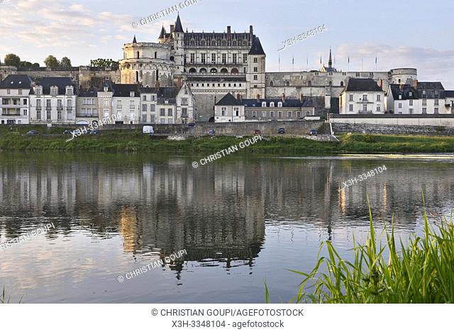 Chateau d'Amboise on the Loire River at Amboise, Touraine, department of Indre-et-Loire, Centre-Val de Loire region, France, Europe