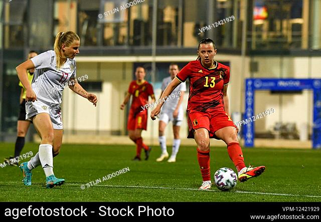 Russia's Marina Fedorova and Belgium's Hannah Eurlings pictured in action during the match Belgium vs Russia , third and final match of Belgium's national...