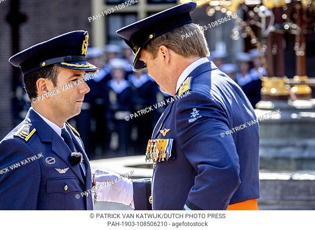 King Willem-Alexander and Queen Maxima of The Netherlands attends the military ceremony of the Willemsorde, the highest military decoration to major Roy de...
