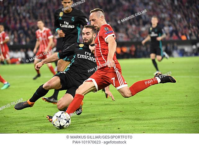 duels, duel Franck Ribery (FCB) versus Cani Carvajal (Real Madrid). GES / Football / Champions League semi-finals: FC Bayern Munich - Real Madrid, 25