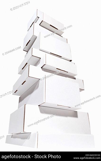 set of new blank white cardboard box different sizes
