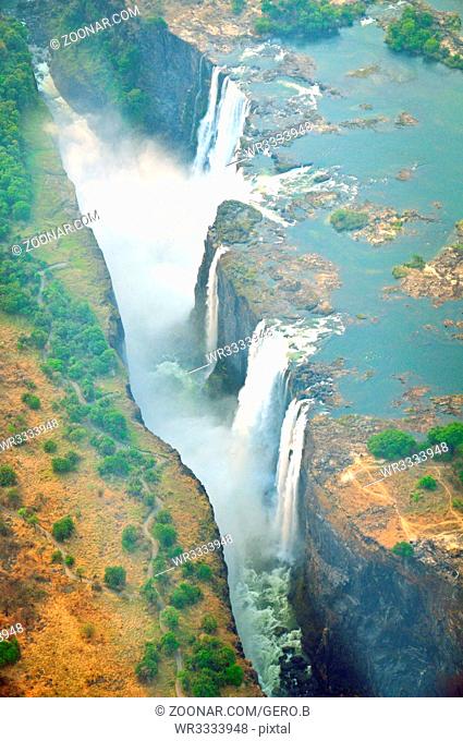 Luftaufnahme Viktoriafälle Simbabwe, Aerial view Victoria Falls Zimbabwe
