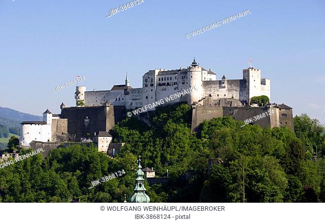 Hohensalzburg Fortress, as seen from Mönchsberg, Salzburg, Austria