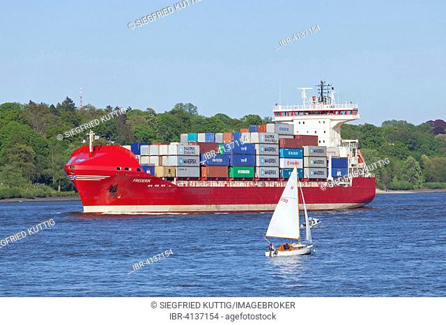 Container ship, 826 Hamburg Harbour Anniversary, from Rüschpark, Finkenwerder, Hamburg, Germany