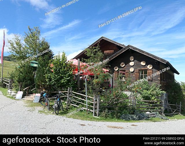 01 September 2023, Austria, Strobl: The Schafbergblickhütte, a managed alpine hut on the Postalm in the Salzkammergut in Austria