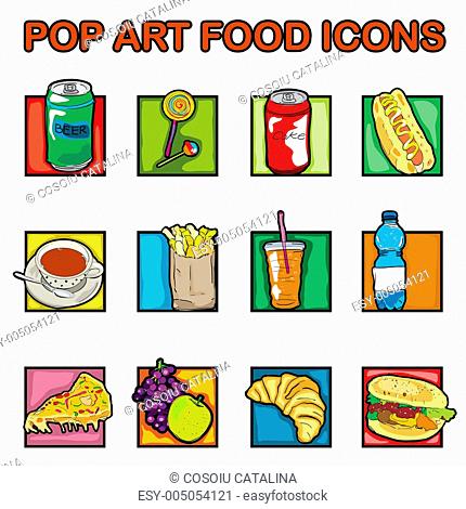 pop art food icons