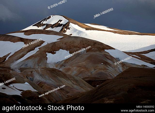 rhyolite mountains in the highlands of iceland