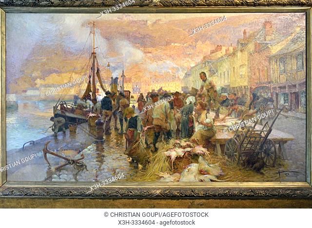 "La Criee, 1909", oeuvre d'Henri Darien (1864-1926), Musee des Pecheries, Fecamp, departement de Seine-Maritime, region Normandie, France/"La Criee, 1909"