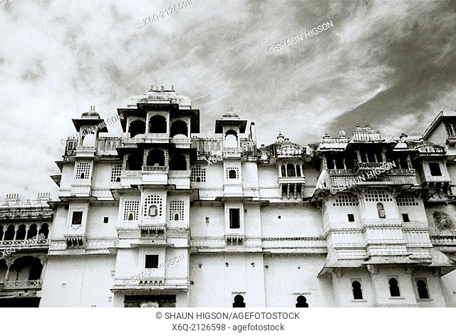 The City Palace in Udaipur in Rajasthan in India in South Asia