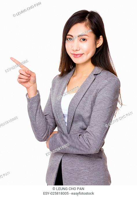 Asian businesswoman showing finger up