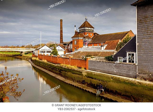 Harveys Brewery and The River Ouse, Lewes, Sussex, England