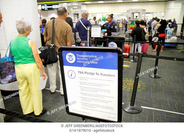 Florida, Miami, Miami International Airport, MIA, terminal, TSA, Transportation Security Administration, security screening, passengers