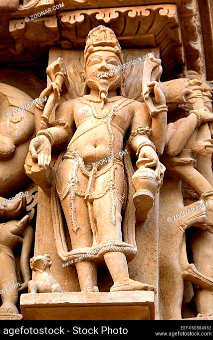 Stone sculpture of Kamadev at Jain Temple in Khajuraho, Madhya Pradesh, India, Asia Not Accepted