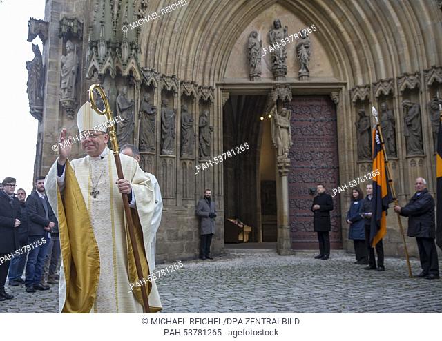 Ulrich Neymeyr leaving the Cathedral in Erfurt, Germany, 22 November 2014. Neymeyr, who has been the auxiliary bishop of Mainz diocese