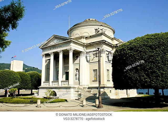 Como, Lombardy, Italy. Lake of Como, Lungo Lario Marconi. Volta Temple (Tempio Voltiano, 1928). It is the most visited museum in Como