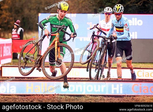 Belgian Lars Daelmans pictured in action during the men's Junior race of the World Cup cyclocross cycling event in Dublin, Ireland