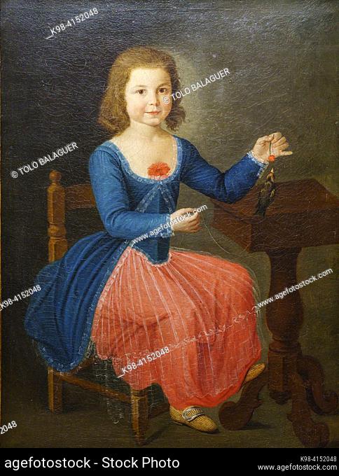 Girl wearing a red skirt, 1786, Antonio Carnicero, spanish school, Nins, portraits of children s. XVI-XIX, Sa Bassa Blanca Museum (msbb)