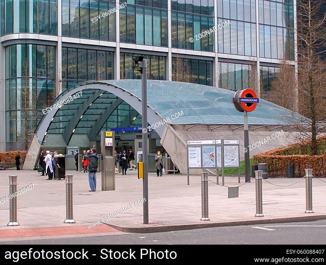 LONDON, ENGLAND, UK - MARCH 6: The Canary Wharf tube station used daily by thousands of workers and tourists to reach the new business district on March 6