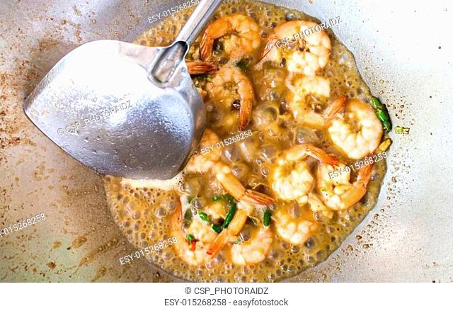 Thai food, shrimp , with chili pepper