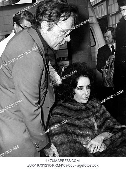 Dec. 10, 1973 - London, England, U.K. - Two time Academy Award winning actress ELIZABETH TAYLOR (1932-2011) arrives at Heathrow Airport with husband RICHARD...