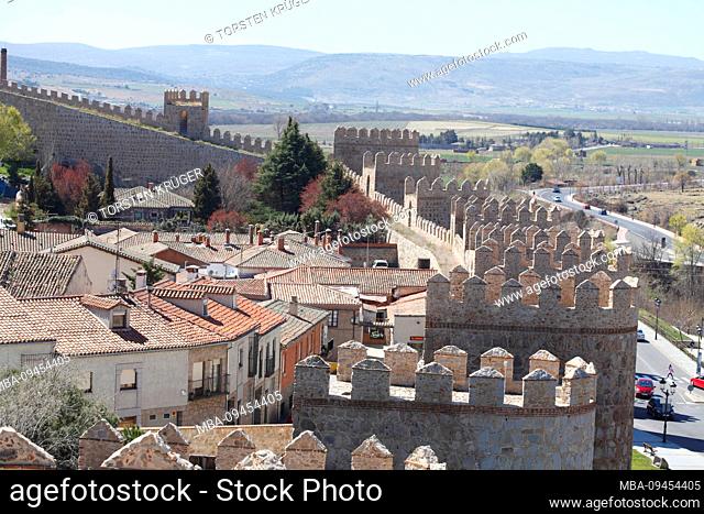 City wall, Avila, Castilla y Leon, Castile-Leon, Spain, Europe