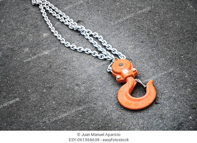 Orange Steel hook and chain
