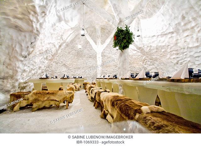 Inner view of an igloo restaurant, Rovaniemi, Lapland, Finland, Europe