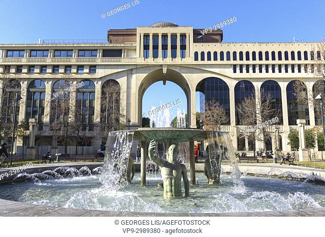 Fountain in Antigone district. Montpellier