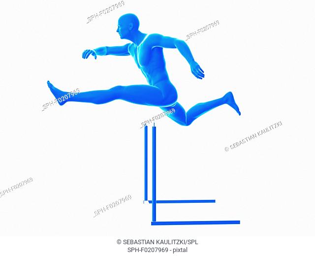 Person hurdling, illustration