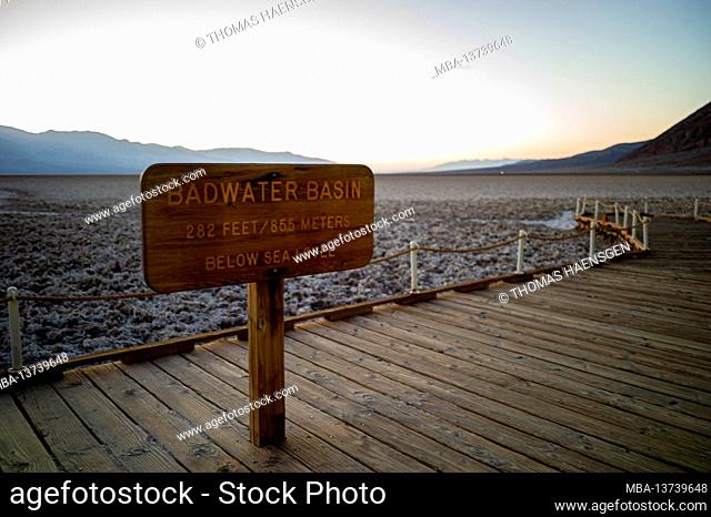 Badwater Basin - 282 Feet / 85, 5 m below sea level - in the southern area of Death Valley National Park, California, USA