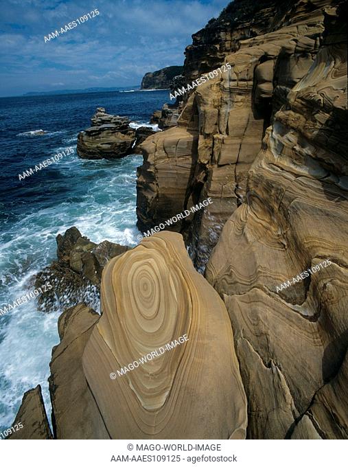 Sandstone Cliffs, patterns, Maitland Bay, Bouddi NP, NSW Central Coast, Australia