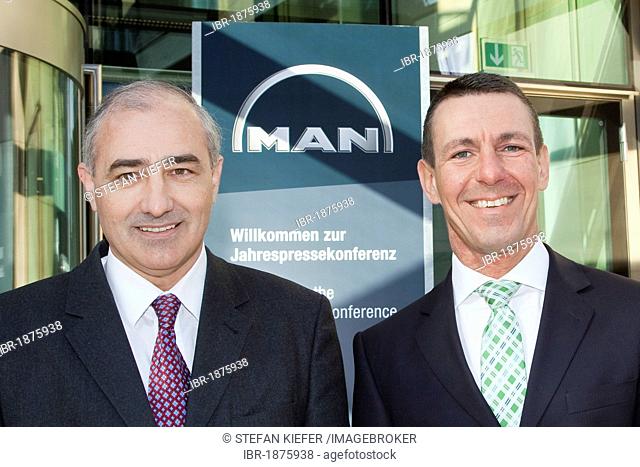 Georg Pachta-Reyhofen, right, CEO of the vehicle and engineering group MAN SE, and Frank H. Lutz, left, Chief Financial Officer