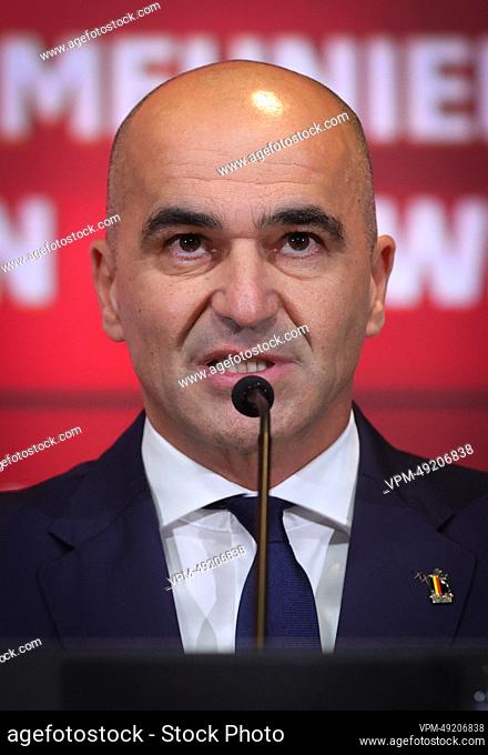 Belgium's head coach Roberto Martinez pictured during a press conference of Belgian national soccer team Red Devils to announce the selection for the 2022 FIFA...