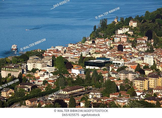 Italy, Piedmont, Lake Maggiore, Stresa, high angle town view