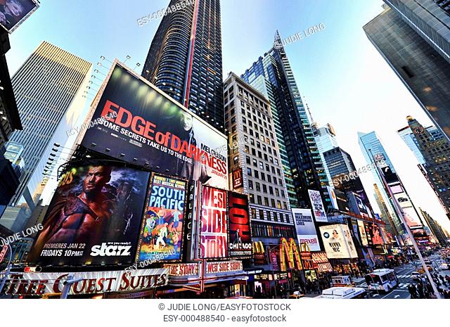 Theatre Billboards and Illuminated Signs on Broadway/7th Avenue, Times Square, Duffy Square, New York, City, NY, USA