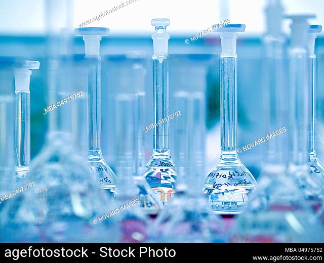 Measuring bottles in the laboratory