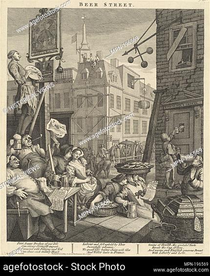 Beer Street. Hogarth, William, 1697-1764 (Printmaker). William Hogarth: prints. Date Created: 1751. Prints. Etching Engraving