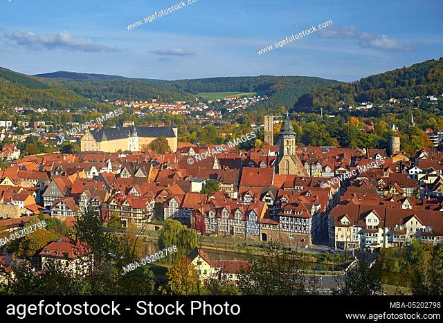View from the Tillyschanze over the old town, Hann. Mnden, Lower Saxony, Germany