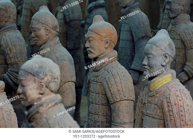 The Terracotta Army, an ancient collection of sculptures depicting the armies of Qin Shi Huang, the First Emperor of China, in Xi'an, Shaanxi, China
