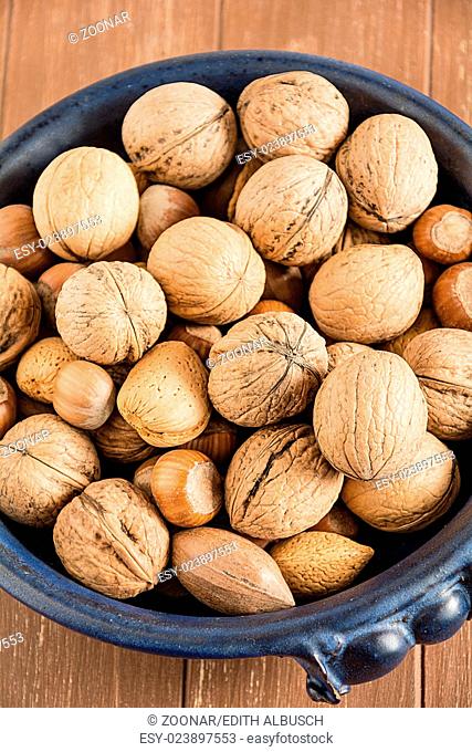 Walnuts, hazelnuts, almonds and pecans