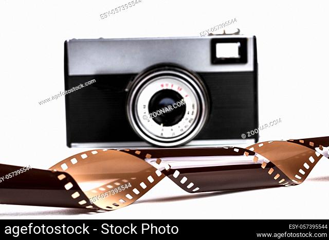 Old Film Camera Isolated on White Background
