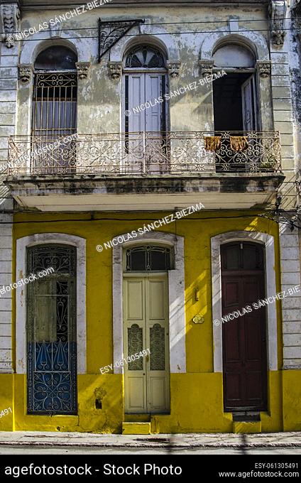 Old and colorful facade in the Habana city