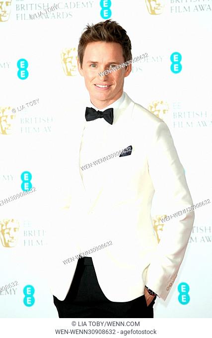Eddie Redmayne poses in the winners' room at the 70th EE British Academy of Film and Television Arts Awards at the Royal Albert Hall in London Featuring: Eddie...